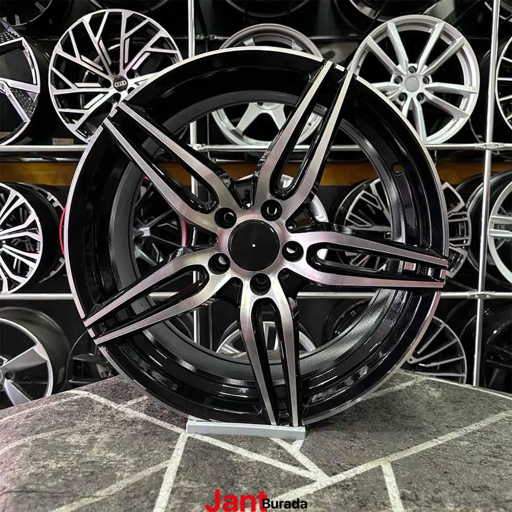 19 inç 5x112 E Glass Siyah Elmas Kesim Jant Modeli (4 Adet)