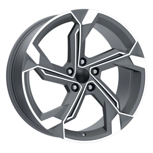 18 inç 5x112 A3 A4 Octavia Golf Jetta Passat Caddy Uyumlu Gun Metal Elmas Kesim Jant Modeli (4 Adet)