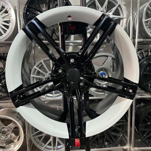 19 inç 5x112 Taycan Vw Seat Skoda Audi Uyumlu Siyah, Beyaz Jant Modeli (4 Adet)